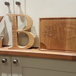 Bespoke letters and chopping board