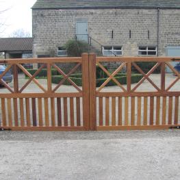 Bespoke iroko electric gates